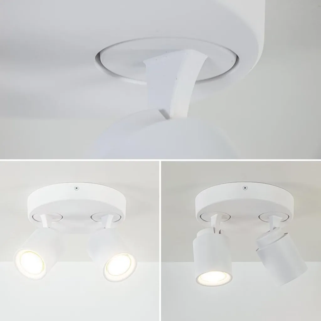 Straluma Ronde 2-lichts opbouwspot wit metaal verstelbaar> Opbouwspots|Slaapkamerlampen