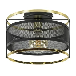 Straluma Ronde plafondlamp gaas mat zwart met hoogglans goud> Woonkamerlampen|Slaapkamerlampen