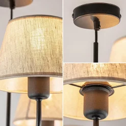 Straluma Ronde plafondlamp 5-lichts zwart met taupe kapjes><noscript><img width=