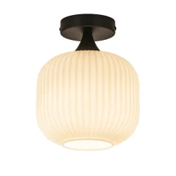 Straluma Ronde plafondlamp retro zwart met wit glas> Plafondlampen|Retro Verlichting