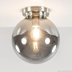 Straluma Ronde plafondlamp smokey glas met nikkel> Keukenverlichting|Halverlichting