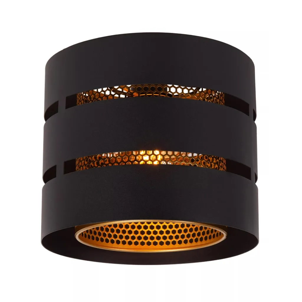 Straluma Ronde plafondlamp zwart metaal met goud> Plafondlampen|Industriële Verlichting