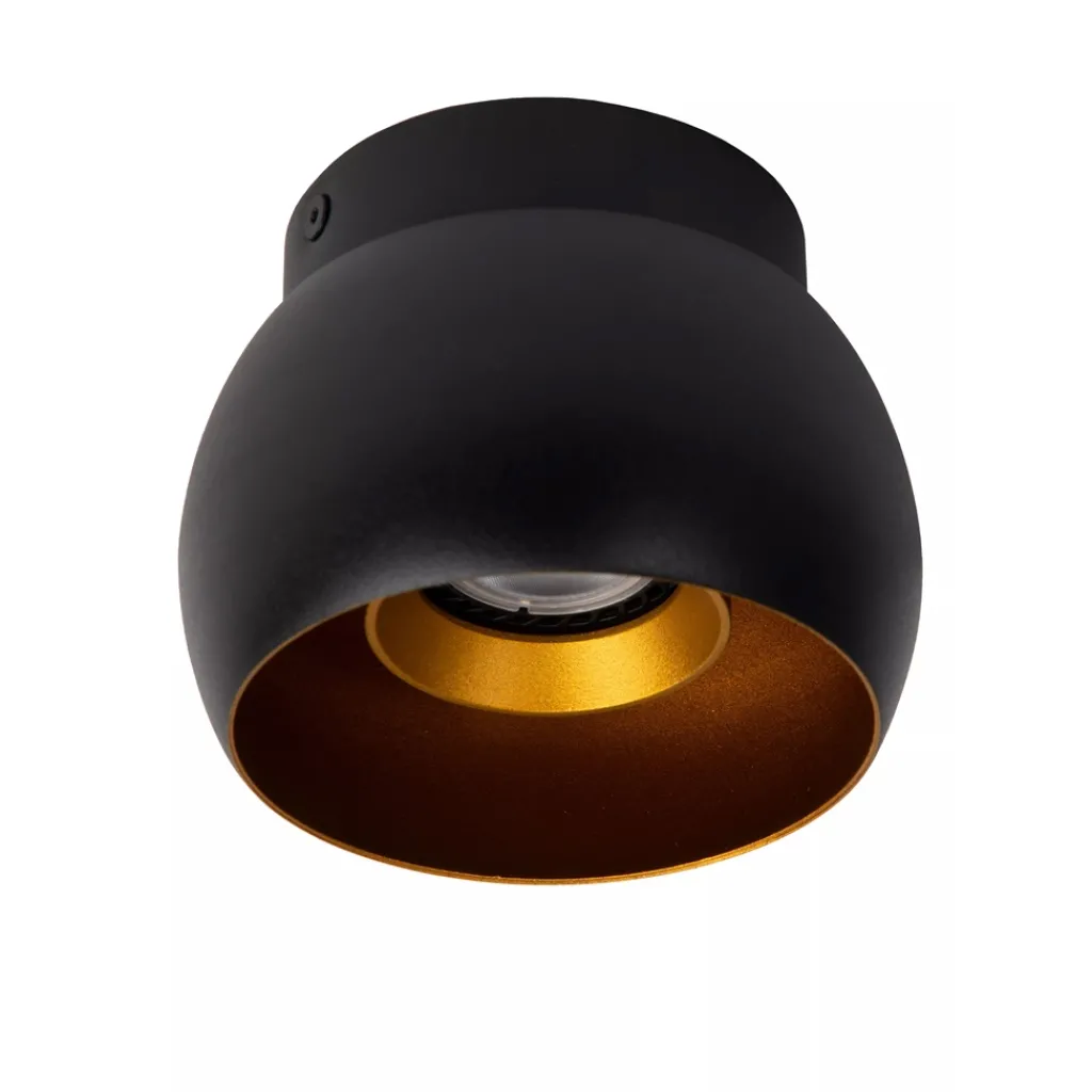 Straluma Ronde plafondspot zwart met goud GU10> Plafondlampen|Opbouwspots