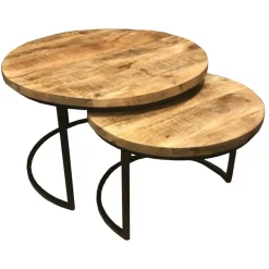 Straluma Salontafel set van 2 rond hout> Bijzettafels|Salontafels