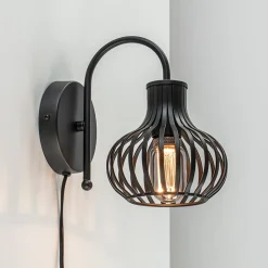 Straluma Scandinavische wandlamp mat zwart met snoer> Draadlampen|Woonkamerlampen