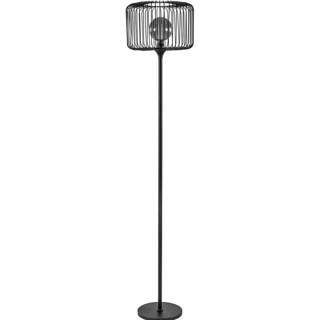 Straluma Scandinavsiche vloerlamp zwart met draadkorf> Vloerlampen|Draadlampen