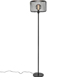 Straluma Scandinavsiche vloerlamp zwart met draadkorf> Vloerlampen|Draadlampen