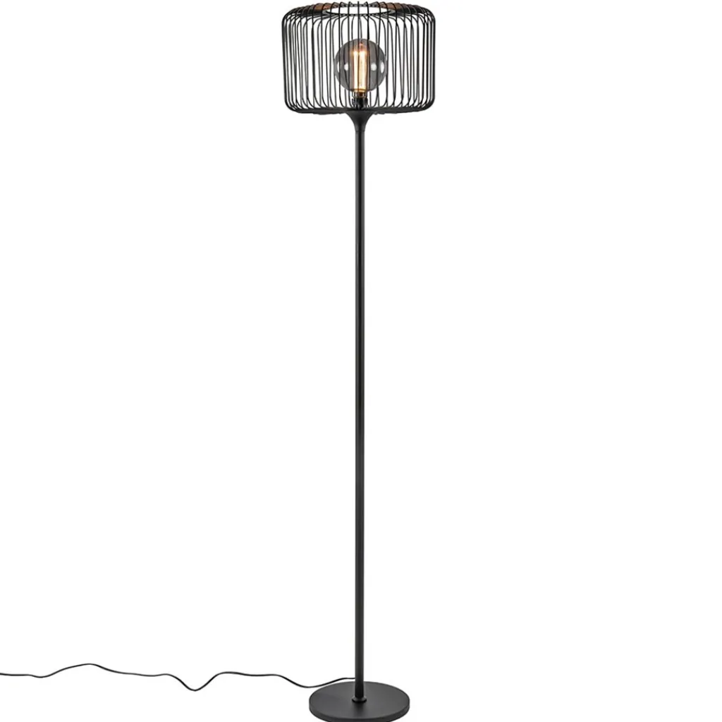 Straluma Scandinavsiche vloerlamp zwart met draadkorf> Vloerlampen|Draadlampen