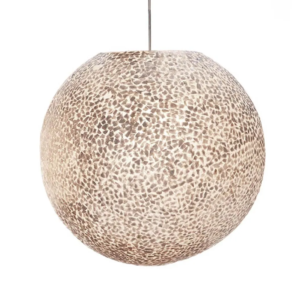 Straluma Schelpen hanglamp bol 40 cm wit/parelmoer> Schelpenlampen|Halverlichting