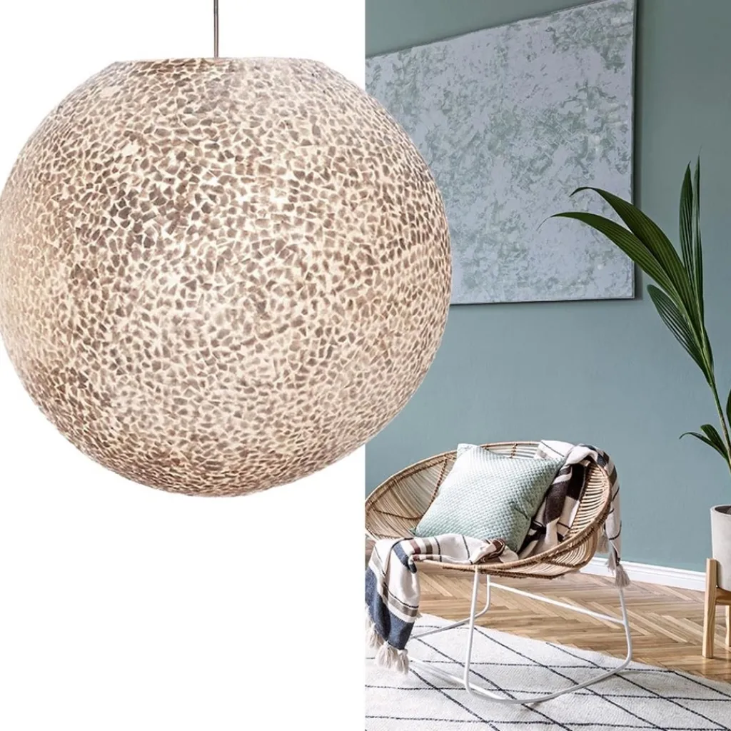 Straluma Schelpen hanglamp bol 40 cm wit/parelmoer> Schelpenlampen|Halverlichting