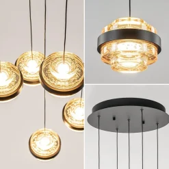 Straluma Sfeervolle 5-lichts hanglamp zwart/champagne inclusief LED><noscript><img width=