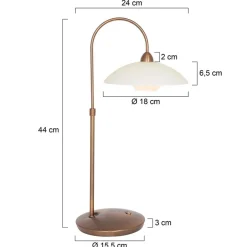 Straluma Sfeervolle tafellamp brons met creme glas klassiek><noscript><img width=
