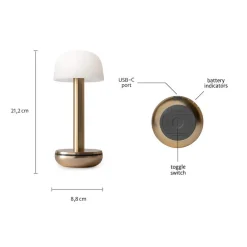 Straluma Sfeervolle tafellamp goud met frosted kapje op batterij> Tafellampen|Eetkamerverlichting