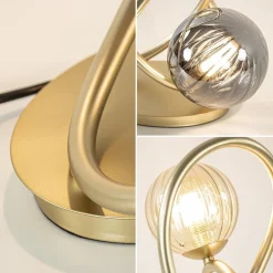 Straluma Sierlijke tafellamp goud met amber en smoke glas><noscript><img width=