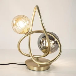 Straluma Sierlijke tafellamp goud met amber en smoke glas><noscript><img width=