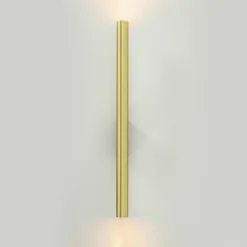 Straluma Smalle wandlamp cilinder zwart met solid brass> Woonkamerlampen|Slaapkamerlampen