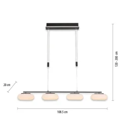 Straluma Smart eettafelhanglamp mat zwart met opaal glas><noscript><img width=