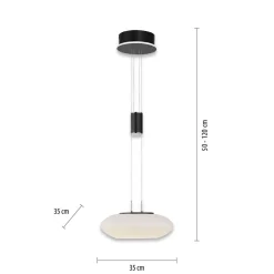 Straluma Smart hanglamp mat zwart met opaal glazen kap><noscript><img width=