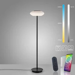 Straluma Smart vloerlamp zwart met wit glas dimbaar><noscript><img width=