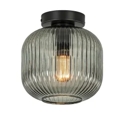 Straluma Smoke glazen plafondlamp met zwarte bevestiging> Plafondlampen|Klassieke Verlichting