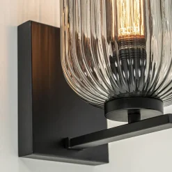 Straluma Smoke glazen wandlamp met zwarte bevestiging><noscript><img width=