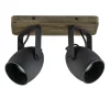Straluma Spot 2-lichts zwart met hout> Plafondlampen|Opbouwspots