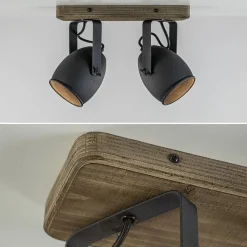 Straluma Spot 2-lichts zwart met hout><noscript><img width=