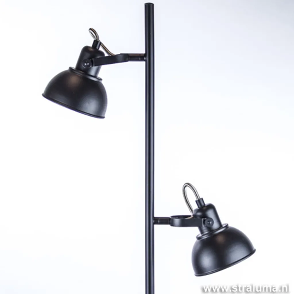 Straluma Staande 2-L spot zwart industrieel incl.gu10> Vloerlampen|Leeslampen