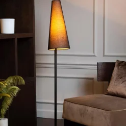 Straluma Staande schemerlamp mat zwart met linnen kap><noscript><img width=