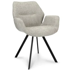 Straluma Stijlvolle armstoel taupe met zwarte poot> Eetkamerstoelen