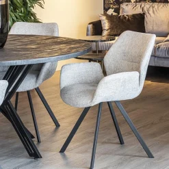 Straluma Stijlvolle armstoel taupe met zwarte poot><noscript><img width=