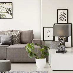 Straluma Stijlvolle tafellamp grijs/goud inclusief kap><noscript><img width=