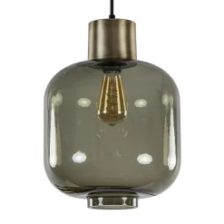 Straluma Stijvolle hanglamp smoke glas met bronzen fitting> Eetkamerverlichting|Hanglampen
