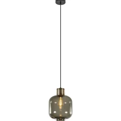 Straluma Stijvolle hanglamp smoke glas met bronzen fitting> Eetkamerverlichting|Hanglampen