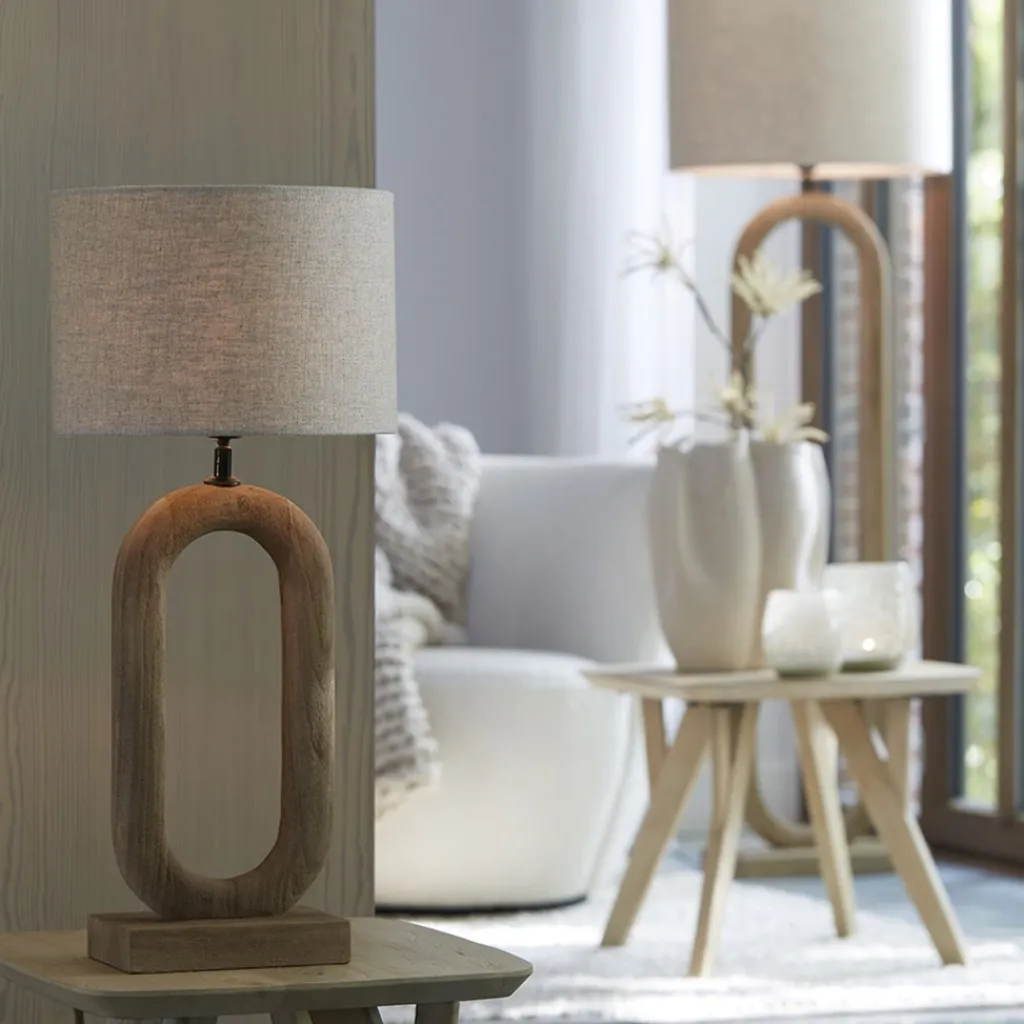 Straluma Stoere lampvoet hout naturel Light and Living> Tafellampen|Lampenvoeten