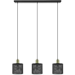 Straluma Stoere 3-lichts hanglamp mat zwart met goud> Eettafellampen|Pendel Lampen