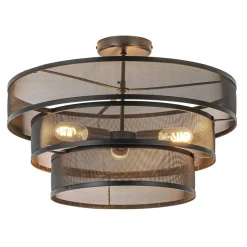 Straluma Stoere ronde plafondlamp mat zwart metaal 56 cm> Keukenverlichting|Plafondlampen