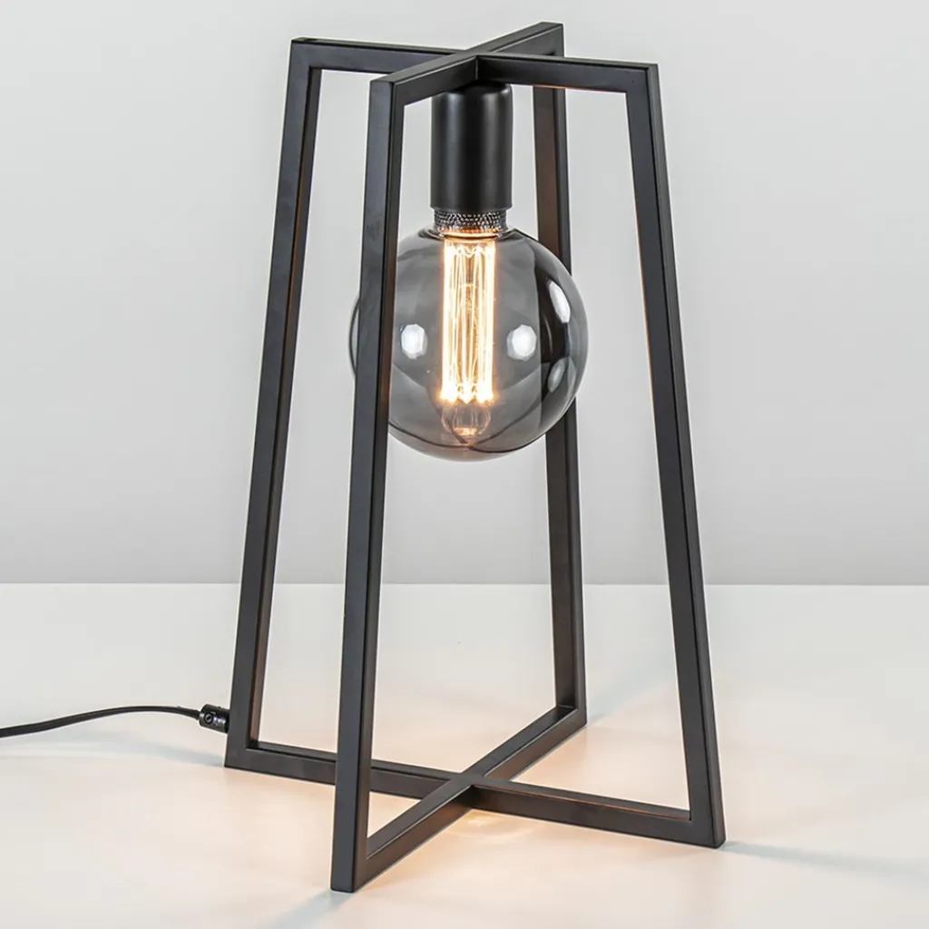 Straluma Stoere zwarte tafellamp frame> Woonkamerlampen|Slaapkamerlampen