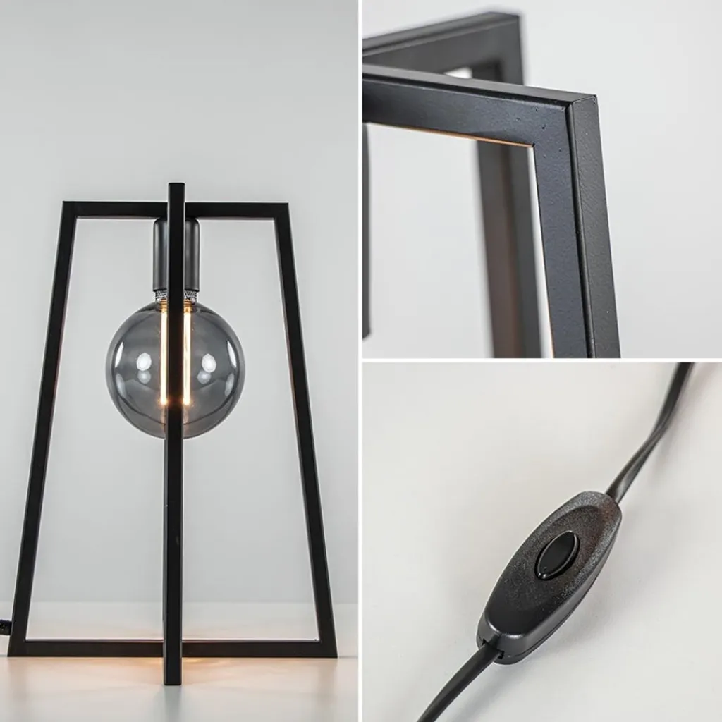 Straluma Stoere zwarte tafellamp frame> Woonkamerlampen|Slaapkamerlampen