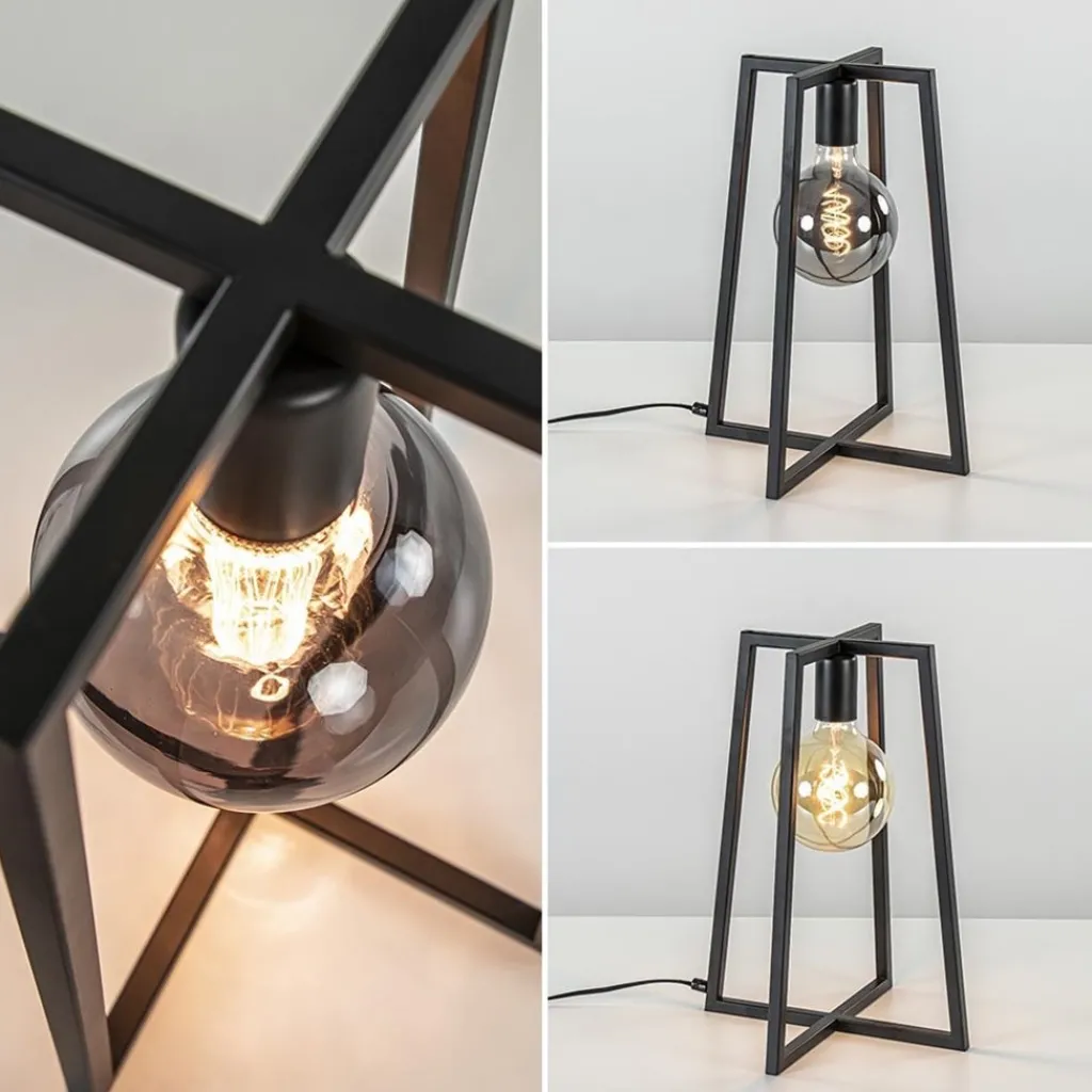 Straluma Stoere zwarte tafellamp frame> Woonkamerlampen|Slaapkamerlampen