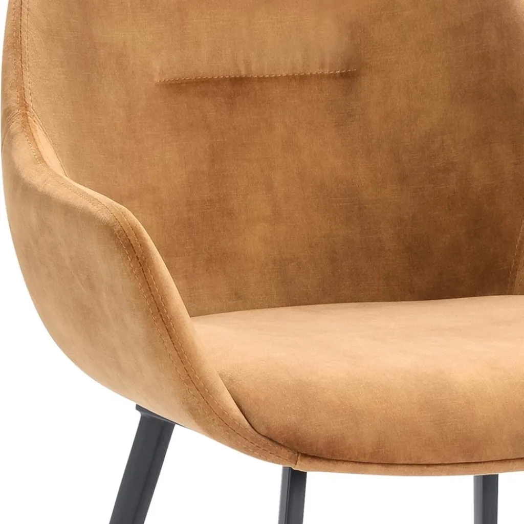 Straluma Stoffen armstoel cognac met zwarte pootjes> Eetkamerstoelen