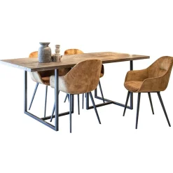 Straluma Stoffen armstoel cognac met zwarte pootjes><noscript><img width=