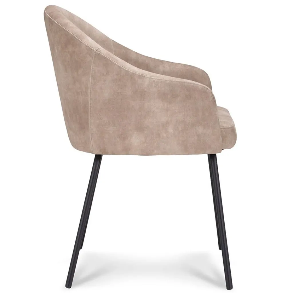 Straluma Stoffen armstoel sand met smalle metalen poot> Eetkamerstoelen