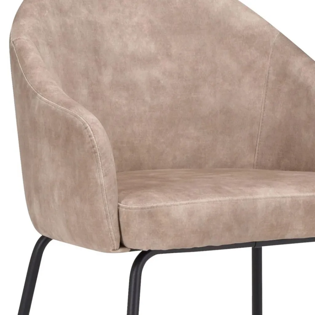 Straluma Stoffen armstoel sand met smalle metalen poot> Eetkamerstoelen