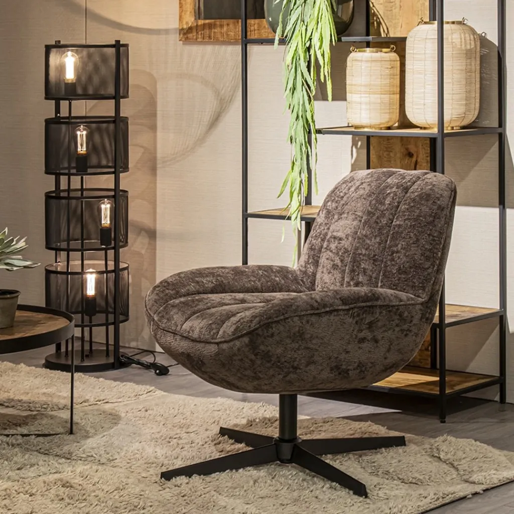 Straluma Stoffen fauteuil Derby bruin draaibaar> Fauteuils