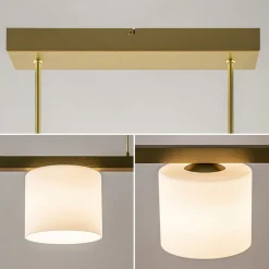 Straluma Strak klassieke hanglamp goud met mat wit glas><noscript><img width=
