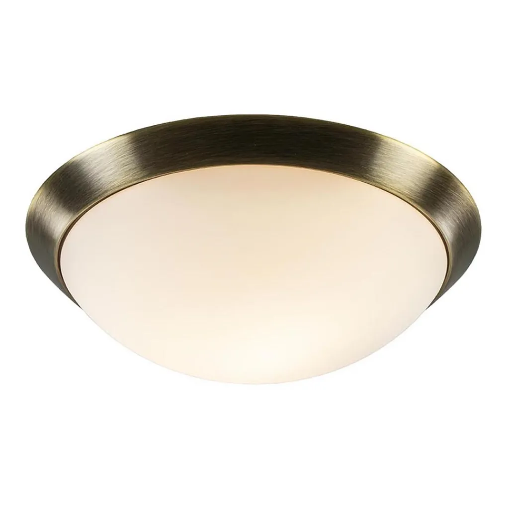 Straluma Strak klassieke plafonnière brons met mat wit glas> Plafonnières|Keukenverlichting