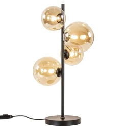 Straluma Strak klassieke tafellamp zwart met amber glas> Woonkamerlampen|Slaapkamerlampen