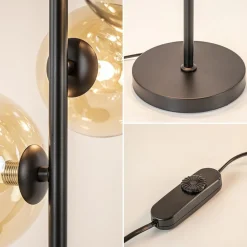 Straluma Strak klassieke tafellamp zwart met amber glas><noscript><img width=