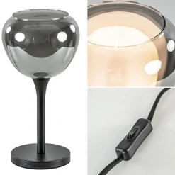 Straluma Strak klassieke tafellamp zwart met smoke glazen kap> Tafellampen